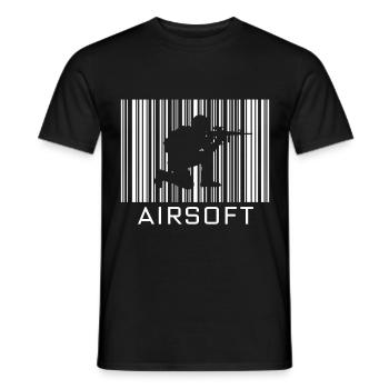 Airsoft Hobby with barcode - Men's T-Shirt - black - Front - AI Model Male 178 light (178cm)