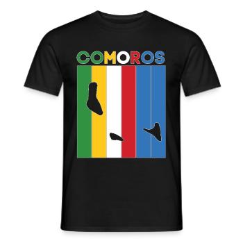 Comoros country border and flag - Men's T-Shirt - black - Front - AI Model Male 178 light (178cm)