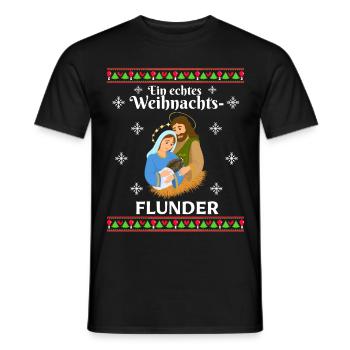 Ein echtes WeihnachtsFLUNDER - Männer T-Shirt - Schwarz - Vorne - AI Model Male 178 light (178cm)
