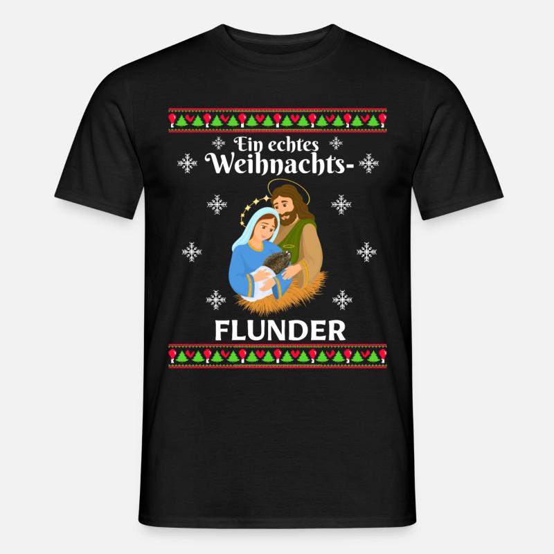 Ein echtes WeihnachtsFLUNDER - Männer T-Shirt - Schwarz