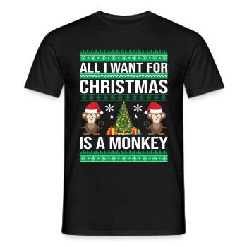ALL I WANT FOR CHRISTMAS IS A MONKEY UGLY CHRISTMA - Männer T-Shirt - Schwarz - Vorne - AI Model Male 178 light (178cm)