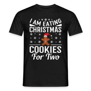 JE MANGE DES COOKIES DE NOËL POUR DEUX IDÉES CADEAUX - T-shirt homme - noir - Devant - AI Model Male 178 light (178cm)
