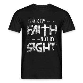 Marche par la foi croyants de la foi religion croix de l'église - T-shirt homme - noir - Devant - AI Model Male 178 light (178cm)