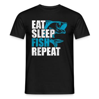 Eat sleep fish repetition - Men's T-Shirt - black - Front - AI Model Male 178 light (178cm)