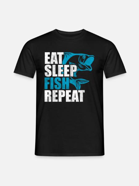 Eat sleep fish repetition - Men's T-Shirt - black