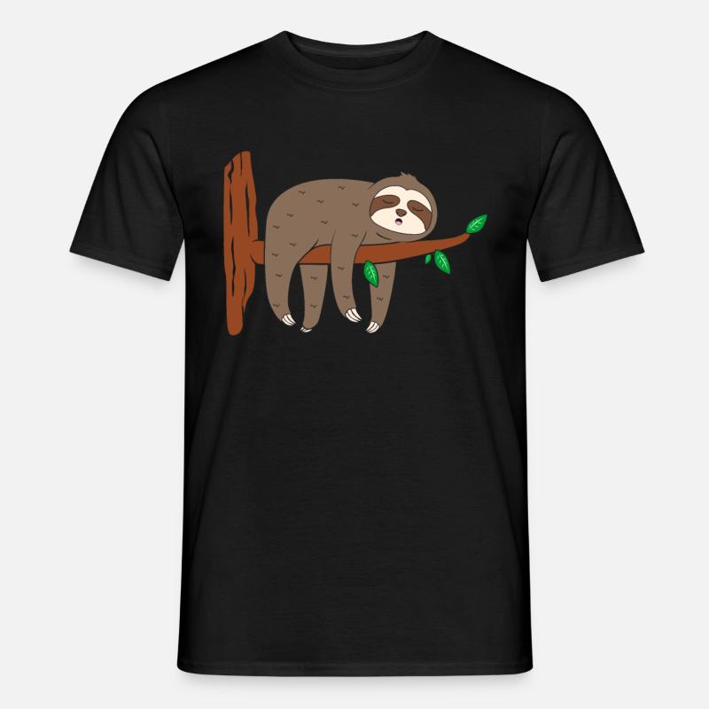 Faultier Ast Baumstamm - Männer T-Shirt - Schwarz