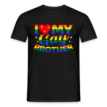 J'aime mon frère gay LGBT Pride - T-shirt homme - noir - Devant - AI Model Male 178 light (178cm)