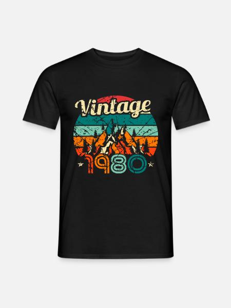 Vintage 1980 Retro 80s Birthday Bday - Men's T-Shirt - black