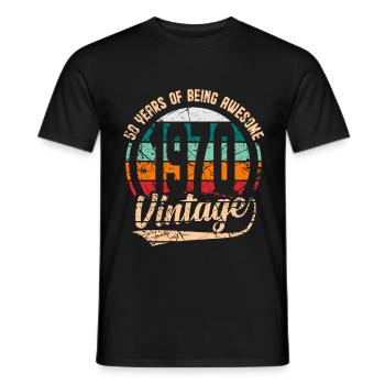 50 ans d'être génial 1970 Vintage Retro - T-shirt homme - noir - Devant - AI Model Male 178 light (178cm)
