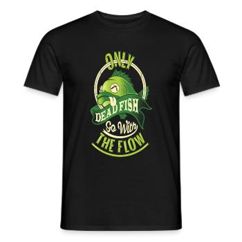 SEULEMENT LES POISSONS MORTS AVEC LE FLUX - T-shirt homme - noir - Devant - AI Model Male 178 light (178cm)