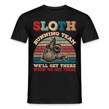 Vintage Sloth Running Team We'll Get There - Men's T-Shirt - black - Front - AI Model Male 178 light (178cm)