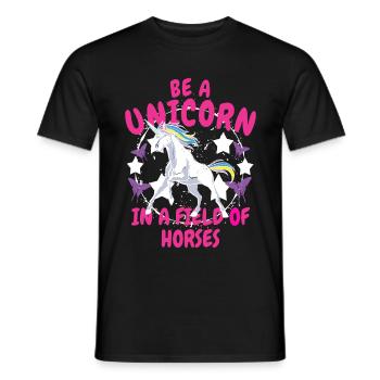 BE A UNICORN IN A FIELD OF HORSES - Männer T-Shirt - Schwarz - Vorne - AI Model Male 178 light (178cm)