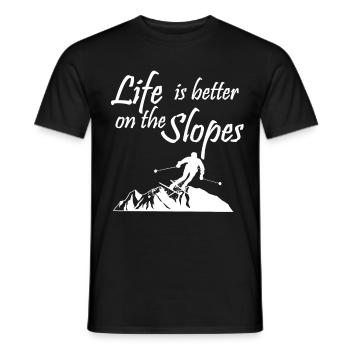 Skiing life ski slope winter vacation snow - Men's T-Shirt - black - Front - AI Model Male 178 light (178cm)