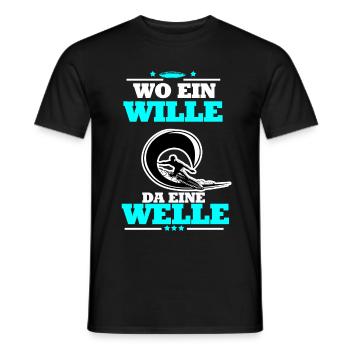 Surfen Lustig Spruch Wille Welle Surfbrett Surfer - Männer T-Shirt - Schwarz - Vorne - AI Model Male 178 light (178cm)