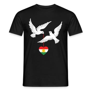 Kurdistan design Kurdish flag with two doves - Men's T-Shirt - black - Front - AI Model Male 178 light (178cm)