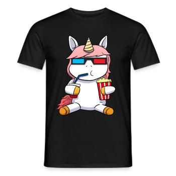 Einhorn 3D 3D Brille Popcorn Kino Film Kinofilm - Männer T-Shirt - Schwarz - Vorne - AI Model Male 178 light (178cm)