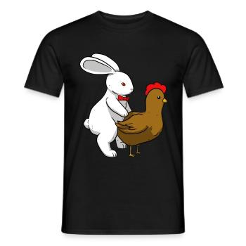 Ostern Lustig Osterhase Hase Huhn Vögeln Sex - Männer T-Shirt - Schwarz - Vorne - AI Model Male 178 light (178cm)