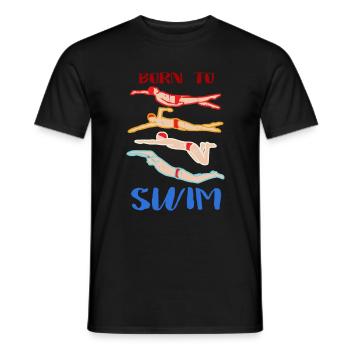 Cadeau de nageur vintage né pour nager - T-shirt homme - noir - Devant - AI Model Male 178 light (178cm)