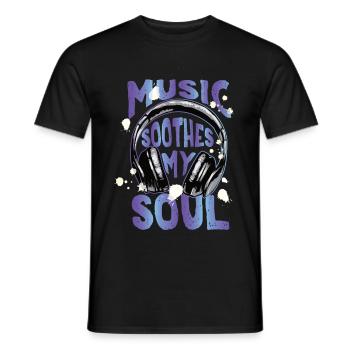 Music soothes my soul Musik beruhigt meine Seele - Men's T-Shirt - black - Front - AI Model Male 178 light (178cm)