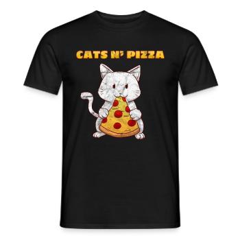 Katze Pizza Lustig Pizzaliebhaber Katzenfreund - Männer T-Shirt - Schwarz - Vorne - AI Model Male 178 light (178cm)