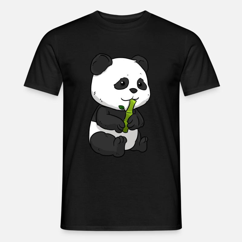 Panda Bambus Pandabär - Männer T-Shirt - Schwarz