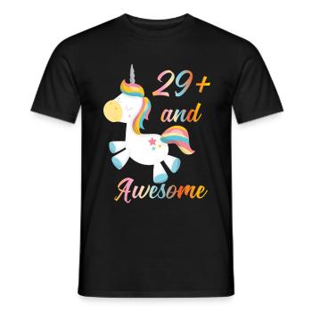 Unicorn 29+ birthday - Men's T-Shirt - black - Front - AI Model Male 178 light (178cm)