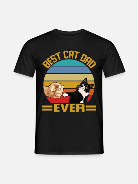 Vintage Best Cat Dad Ever Lustiger Spruch Katze - Männer T-Shirt - Schwarz