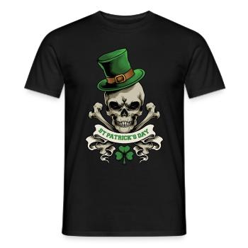 St. Patrick's Day skull leprechaun shamrock luck - Men's T-Shirt - black - Front - AI Model Male 178 light (178cm)
