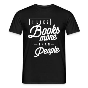 Funny I Like Books More Than People - Men's T-Shirt - black - Front - AI Model Male 178 light (178cm)