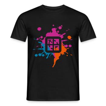 Geocaching colored blob - Men's T-Shirt - black - Front - AI Model Male 178 light (178cm)