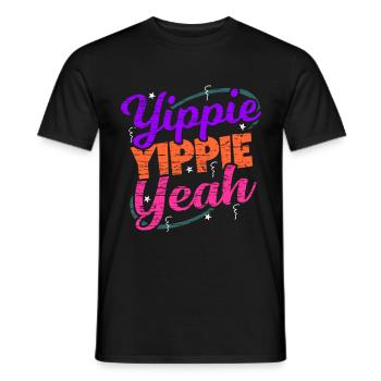 Yippie Yippie Yeah EDM Festival Musik Techno - Männer T-Shirt - Schwarz - Vorne - AI Model Male 178 light (178cm)