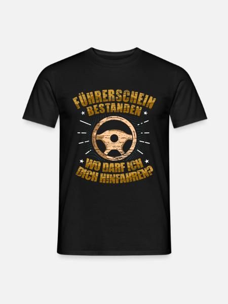 Führerschein Bestanden Geschenk - Männer T-Shirt - Schwarz