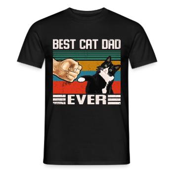 Best Cat Dad Ever Black cat best cat dad - Men's T-Shirt - black - Front - AI Model Male 178 light (178cm)