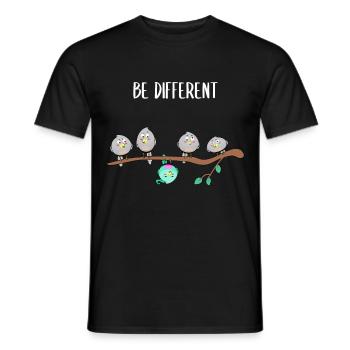 Bird - Be Different Funny Saying Conformity - Men's T-Shirt - black - Front - AI Model Male 178 light (178cm)