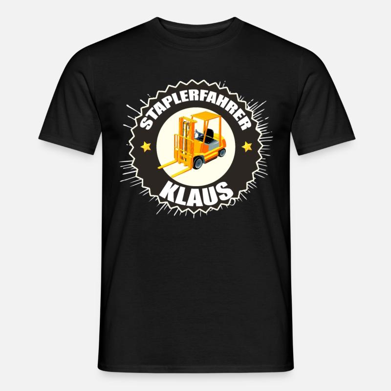 Forklift driver Klaus forklift job work - Men’s T-shirt - black