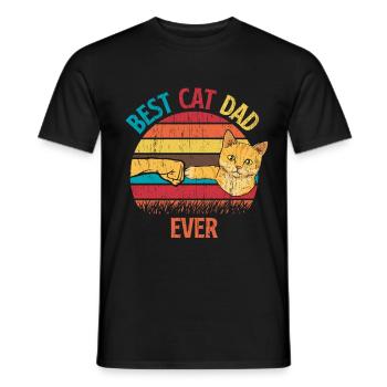 Best Cat Dad Ever Best Cat Dad Dad Kitten - Men's T-Shirt - black - Front - AI Model Male 178 light (178cm)