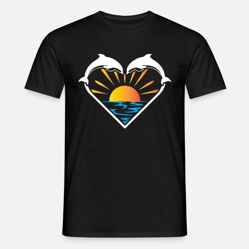 Delfin Liebe - Männer T-Shirt - Schwarz