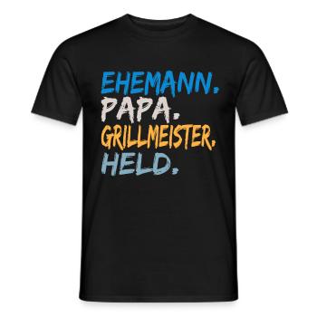 Ehemann Papa Grillmeister Held Geschenkidee Vater - Männer T-Shirt - Schwarz - Vorne - AI Model Male 178 light (178cm)