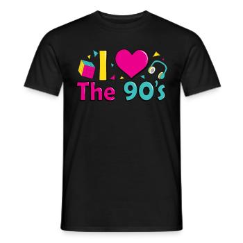 Retro I Love 90s outfit heart party t-shirt - Men's T-Shirt - black - Front - AI Model Male 178 light (178cm)