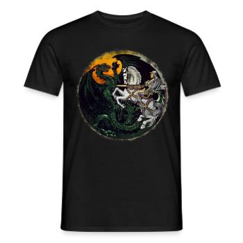 Knight fights dragons - Men's T-Shirt - black - Front - AI Model Male 178 light (178cm)