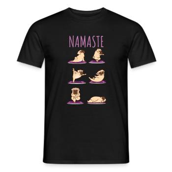 Mops chien chien chiots yoga gymnastique cadeau - T-shirt homme - noir - Devant - AI Model Male 178 light (178cm)