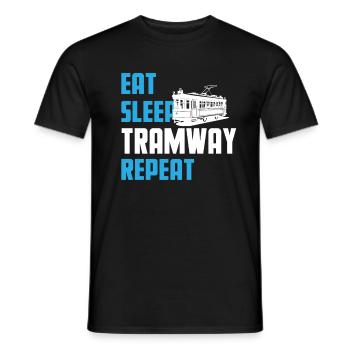 Manger. Dormir. Tramway. Répéter. - T-shirt homme - noir - Devant - AI Model Male 178 light (178cm)
