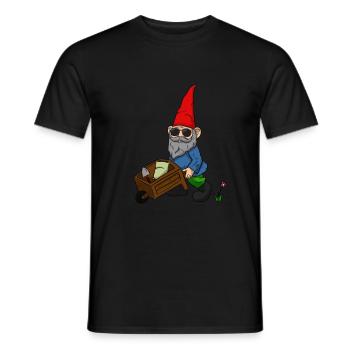 Garden gnome wheelbarrow garden dwarf shovel - Men's T-Shirt - black - Front - AI Model Male 178 light (178cm)