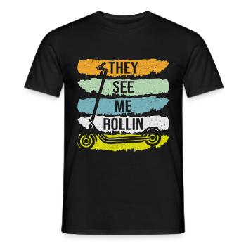 Scooter Roller E-Scooter Geschenk Retro - Männer T-Shirt - Schwarz - Vorne - AI Model Male 178 light (178cm)