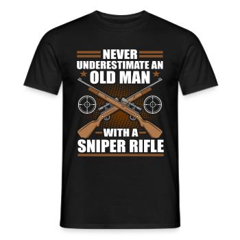 Vieil homme tireur d'élite club de tir sport tir - T-shirt homme - noir - Devant - AI Model Male 178 light (178cm)