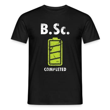 B.Sc. Bachelor of Science completed university graduate - Men's T-Shirt - black - Front - AI Model Male 178 light (178cm)