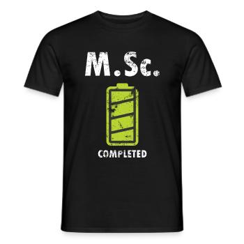 M.Sc. Master of Science completed university graduate - Men's T-Shirt - black - Front - AI Model Male 178 light (178cm)