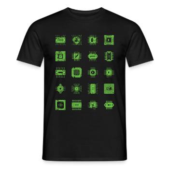 Microchips Microchip CPU Computer Scientist Hardware - Men's T-Shirt - black - Front - AI Model Male 178 light (178cm)