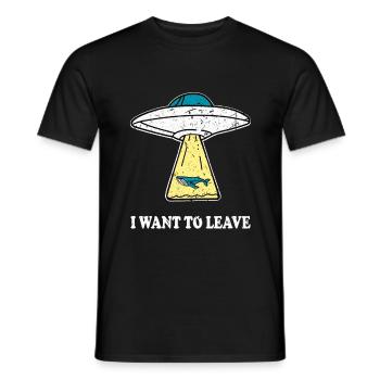 JE VEUX QUITTER OVNI avec une baleine disant idée cadeau - T-shirt homme - noir - Devant - AI Model Male 178 light (178cm)