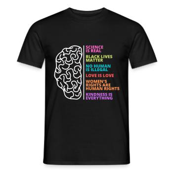 Science, personnes, vie, amour, femmes, droits - T-shirt homme - noir - Devant - AI Model Male 178 light (178cm)